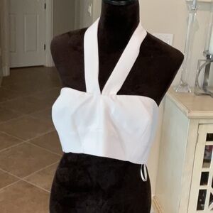 Karen Millen limited edition bralette, ivory, back zip halter, size 10, NWT